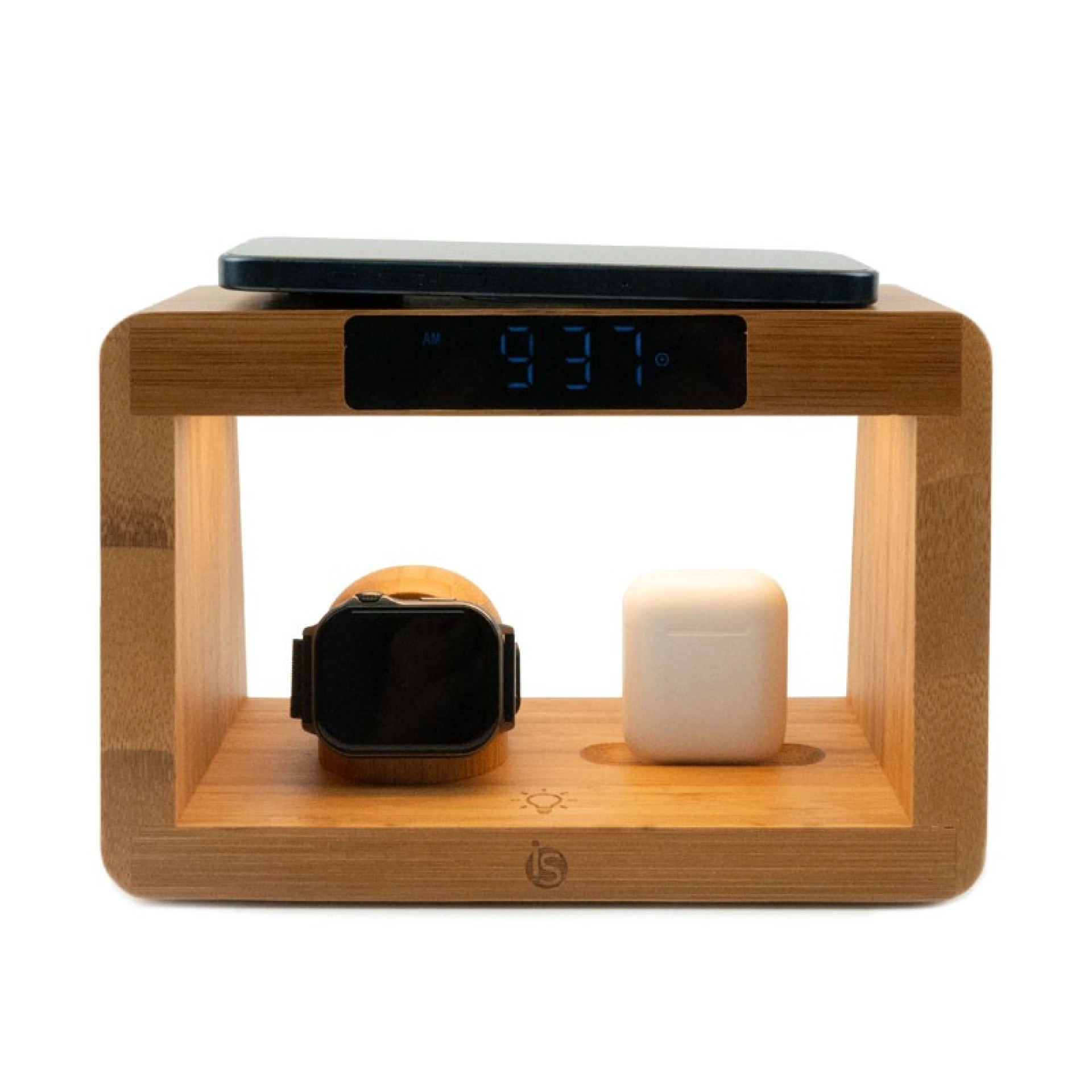 5-in-1 Bamboo Lamp with Wireless Charger