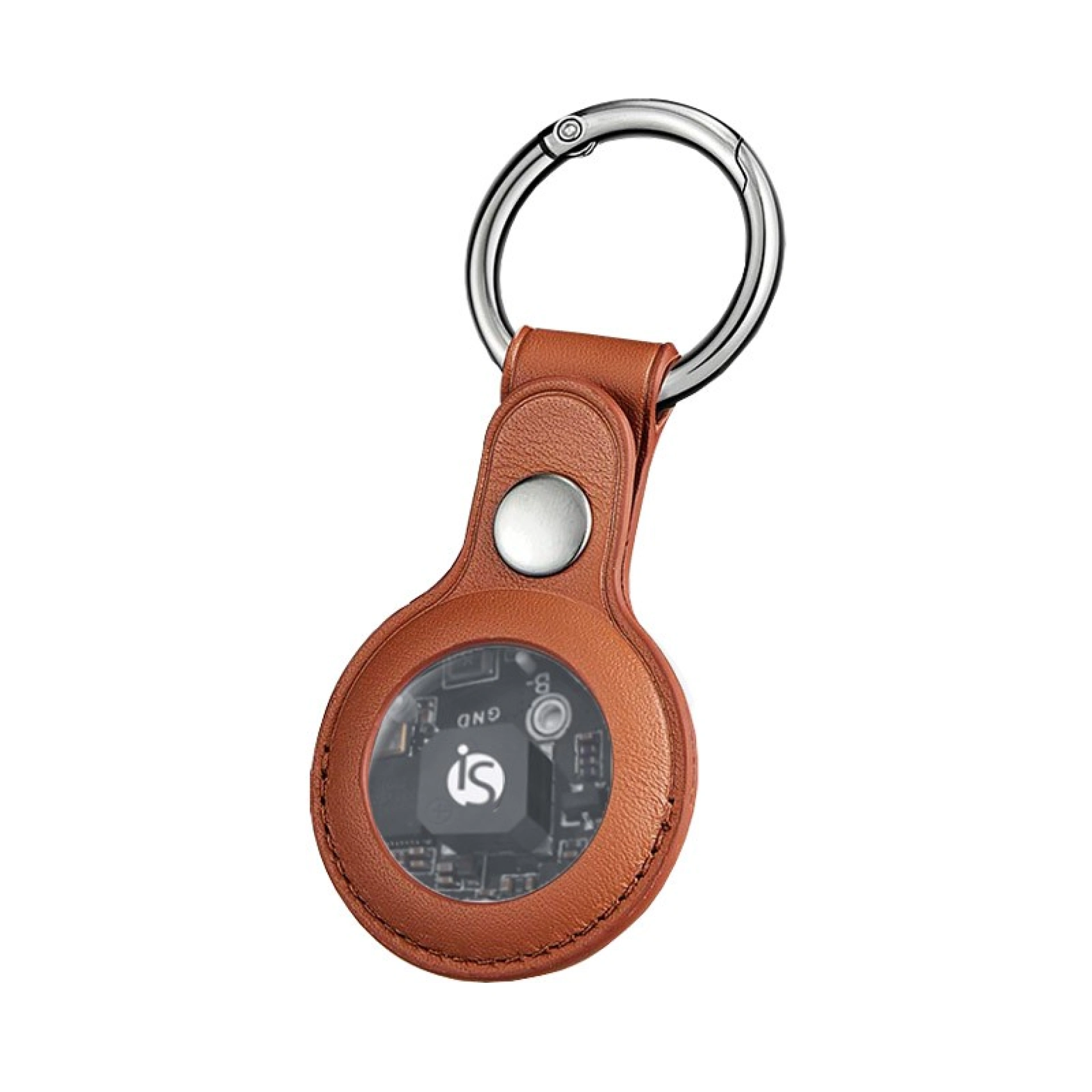AirTag Leather Keychain Camel Brown