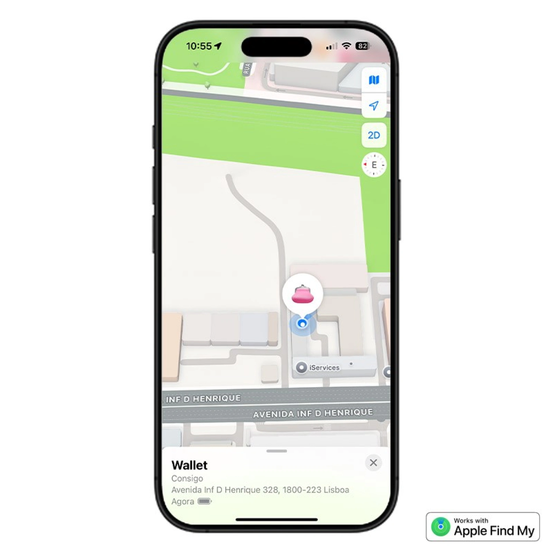 iServices Locator Card compatibel met Apple Find My