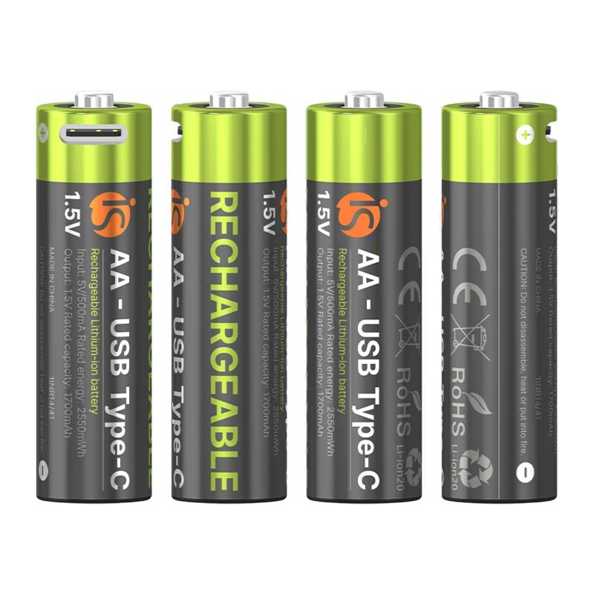 Rechargeable Batteries with USB-C AA