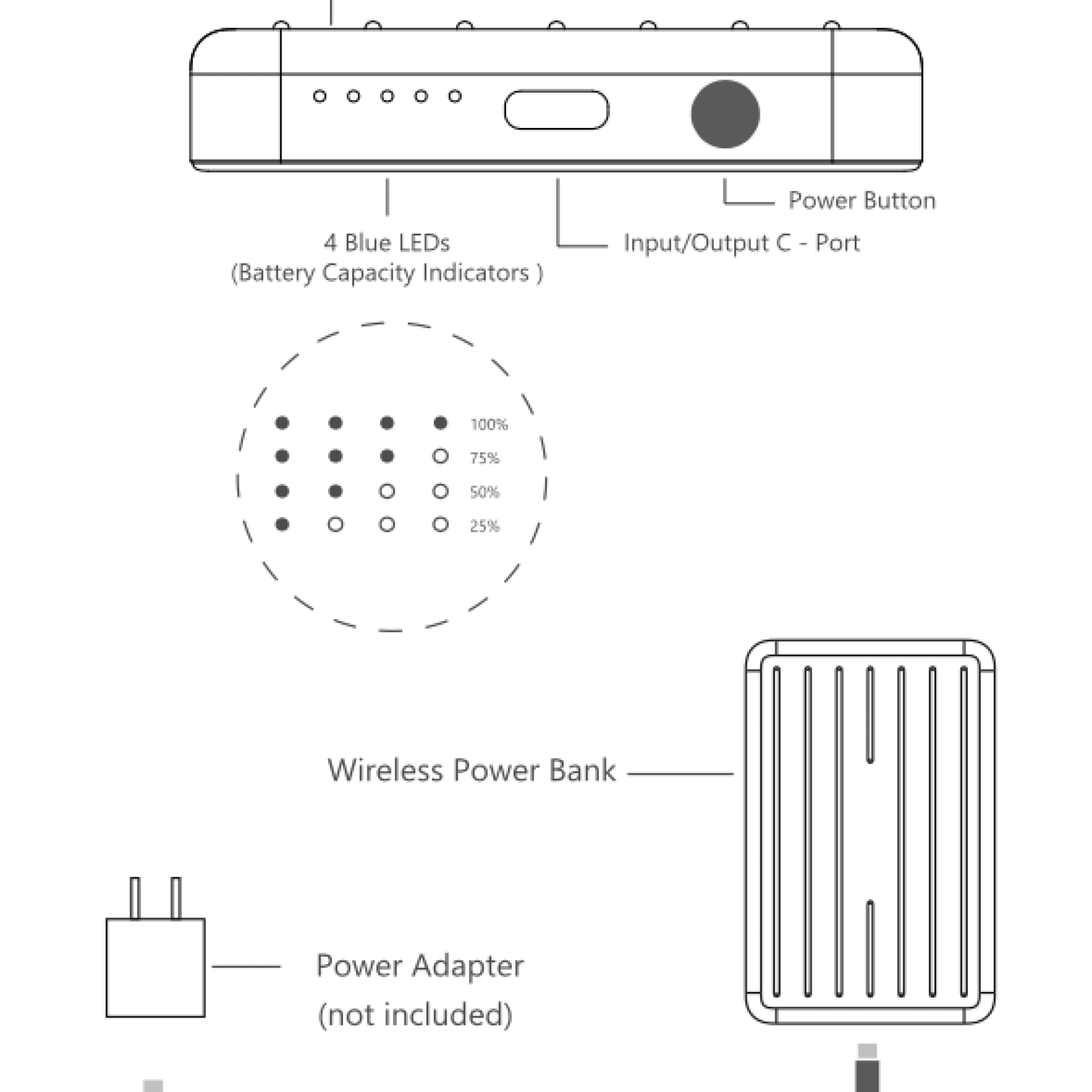 Instruções da Powerbank 5000 mAh Metálica