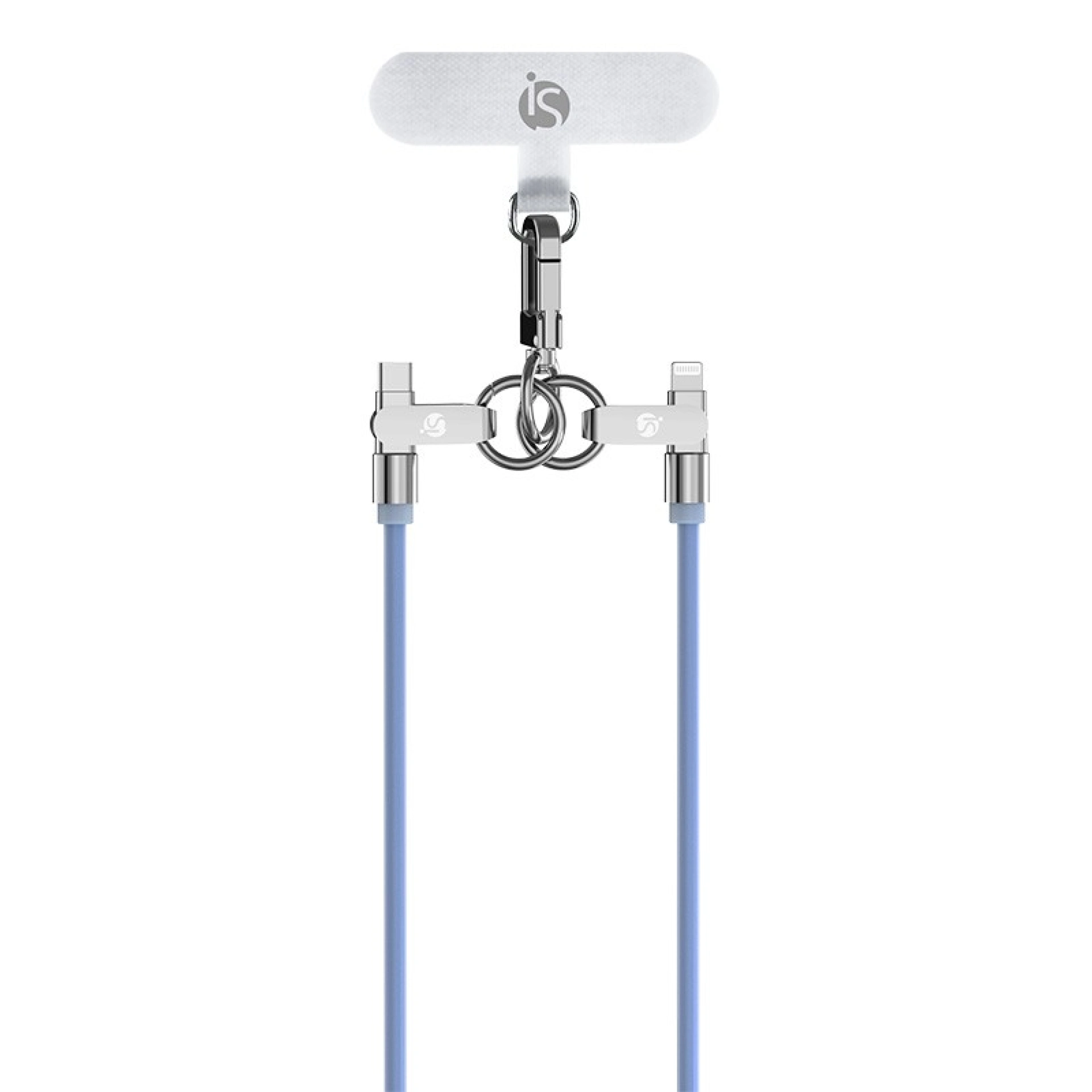 Siliconen lanyard met USB-C-oplaadfunctie Ice Blue USB C   Lightning